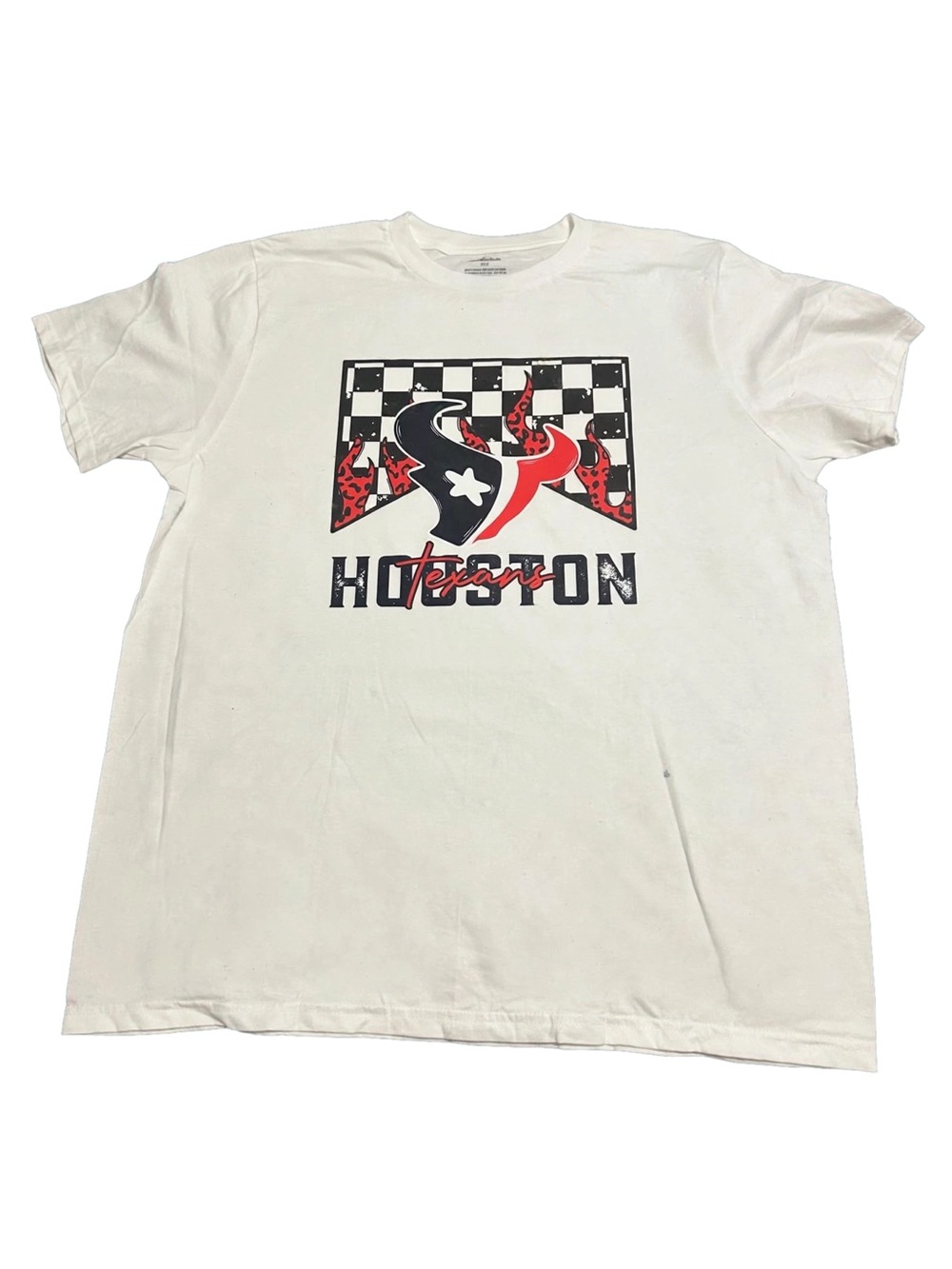 Houston Texans White Graphic Crewneck T-Shirt